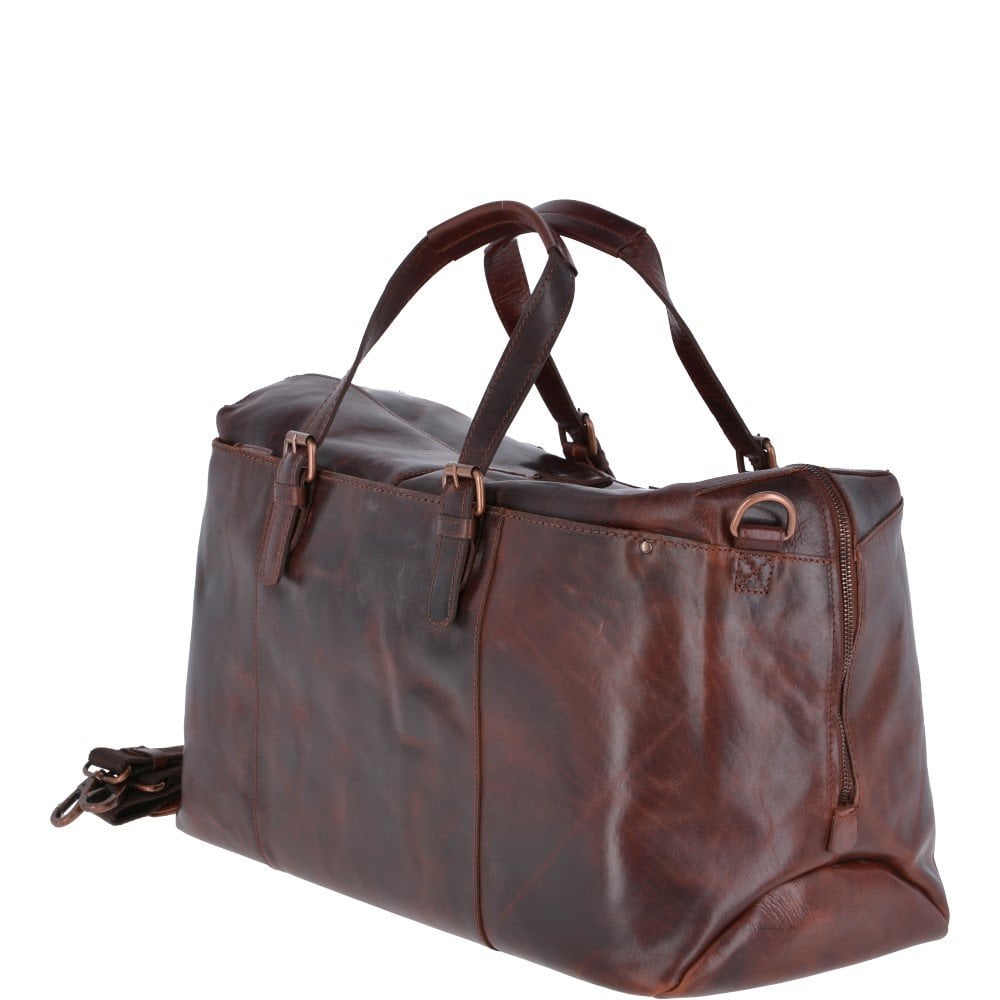 vintage leather weekend travel bag